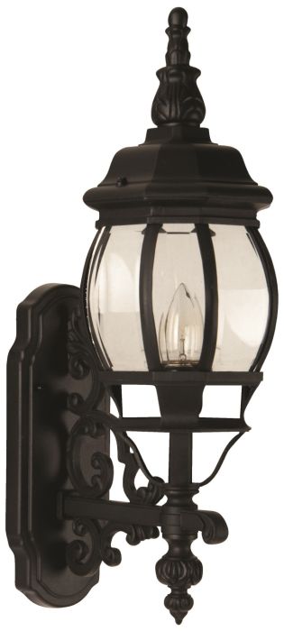 French Style 1 Light Small Outdoor Wall Lantern in Textured Black Exterior Craftmade