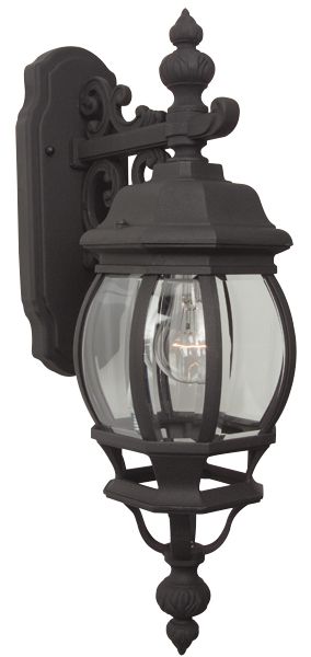 French Style 1 Light Small Outdoor Wall Lantern in Textured Black Exterior Craftmade