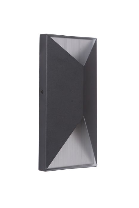 Peak 2 Light Small LED Outdoor Pocket Sconce in Textured Black/Brushed Aluminum Exterior Craftmade