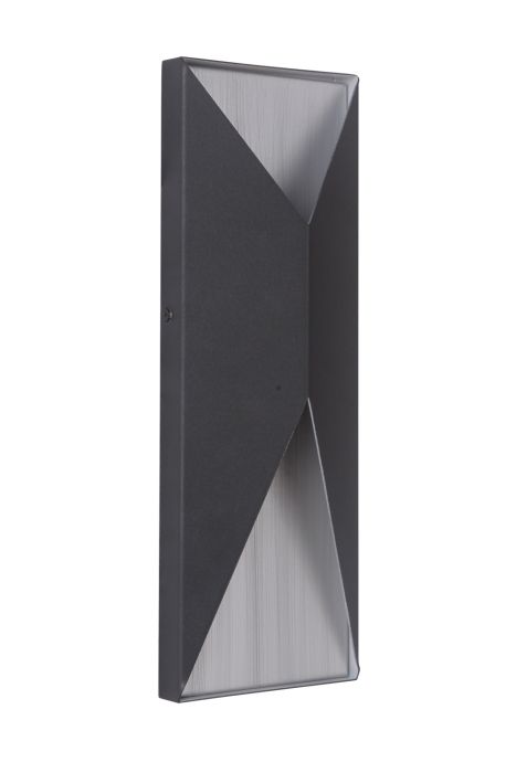 Peak 2 Light Medium LED Outdoor Pocket Sconce in Textured Black/Brushed Aluminum Exterior Craftmade