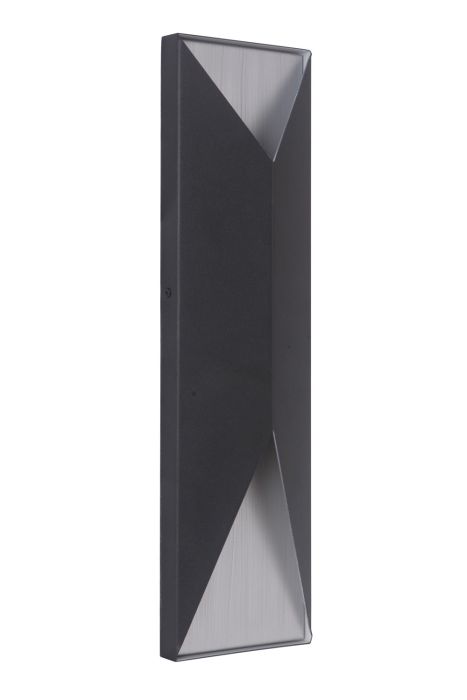 Peak 2 Light Large LED Outdoor Pocket Sconce in Textured Black/Brushed Aluminum Exterior Craftmade