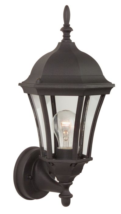 Curved Glass Cast 1 Light Medium Outdoor Wall Lantern in Textured Black Exterior Craftmade