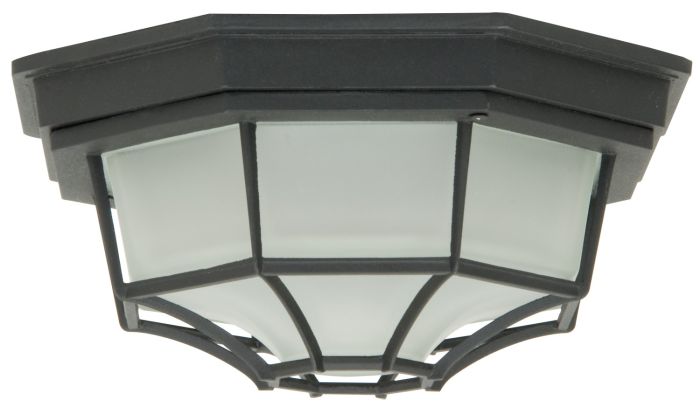 Octagonal Bulkhead 1 Light Small Flush/Wall Mount in Textured Black Exterior Craftmade