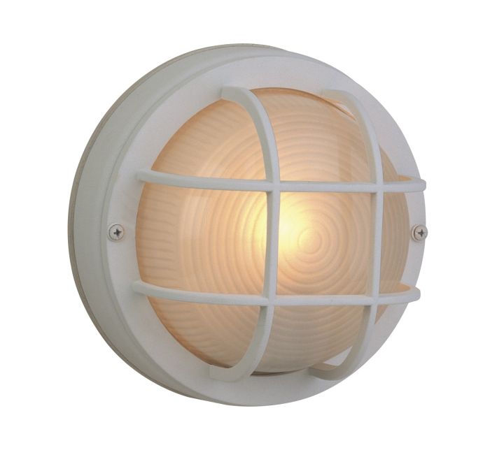 Round Bulkhead 1 Light Small Flush/Wall Mount in Textured White Exterior Craftmade