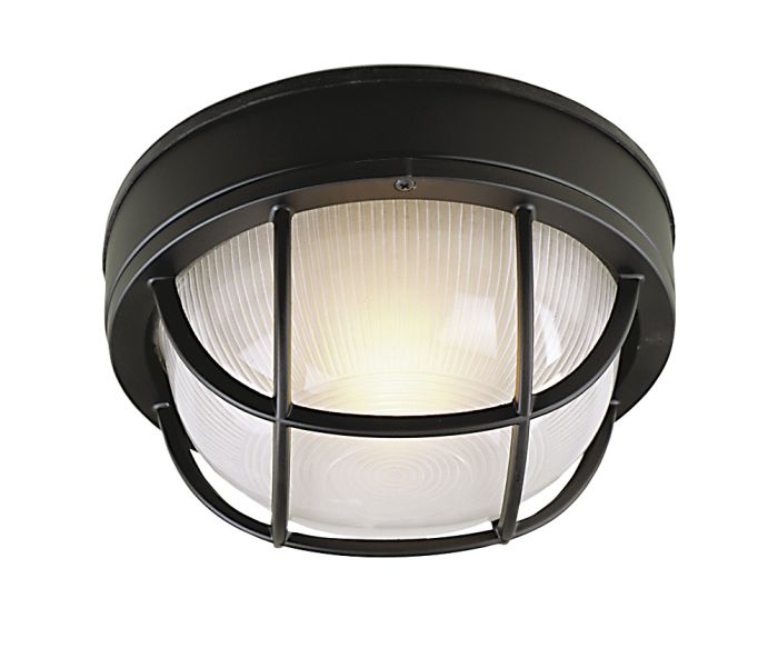 Round Bulkhead 1 Light Small Flush/Wall Mount in Textured Black Exterior Craftmade