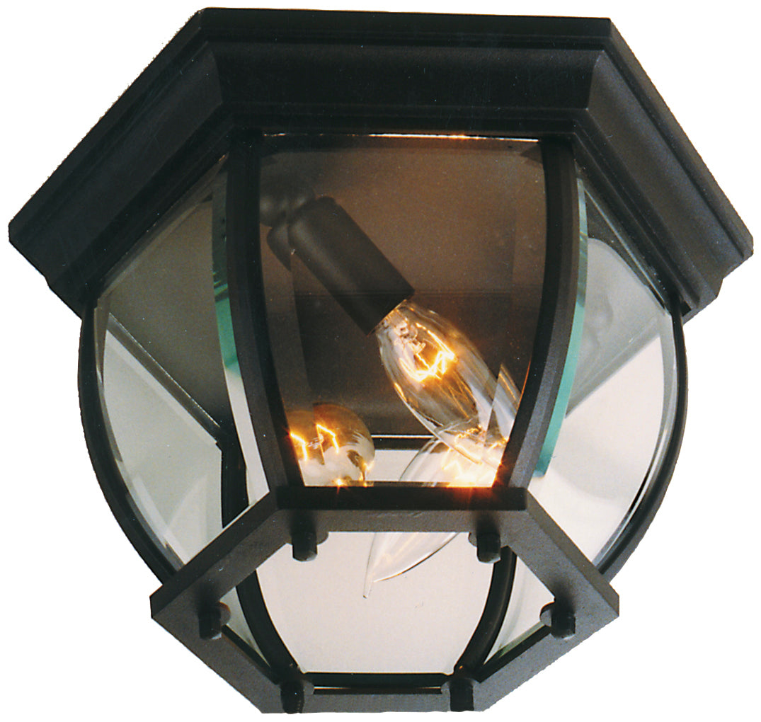 Bent Glass 3 Light Outdoor Flushmount in Textured Black Exterior Craftmade