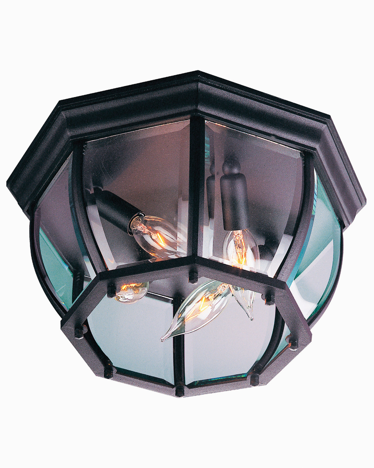 Bent Glass 4 Light Outdoor Flushmount in Textured Black Exterior Craftmade