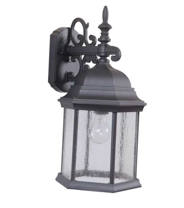 Hex Style Cast 1 Light Large Outdoor Wall Lantern in Textured Black Exterior Craftmade