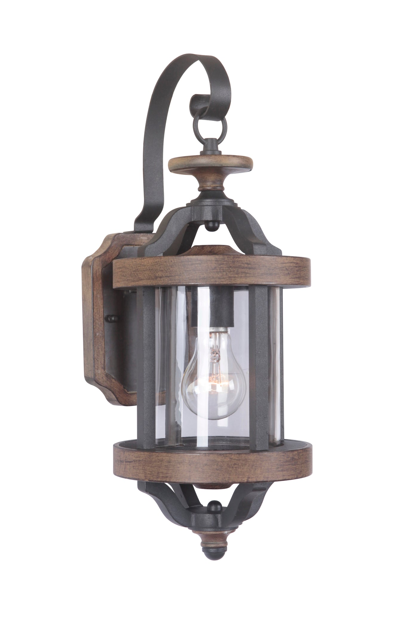 Ashwood 1 Light Small Outdoor Wall Lantern in Textured Black/Whiskey Barrel Exterior Craftmade