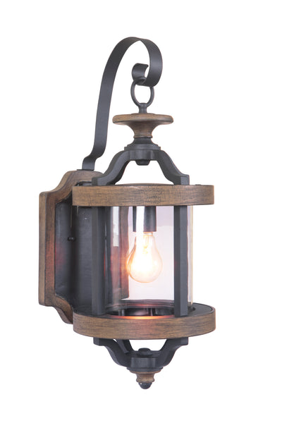 Ashwood 1 Light Medium Outdoor Wall Lantern in Textured Black/Whiskey Barrel Exterior Craftmade