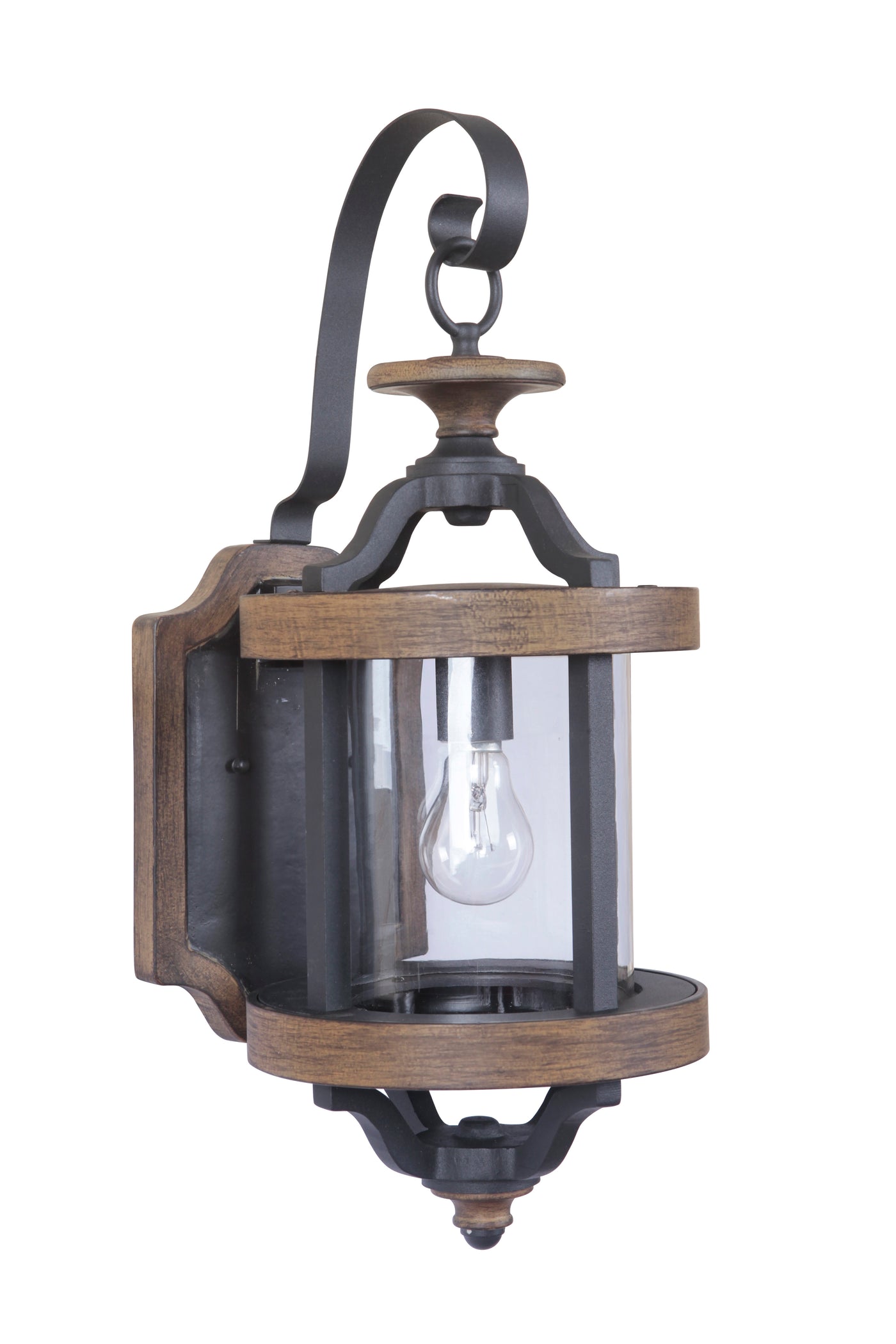 Ashwood 1 Light Medium Outdoor Wall Lantern in Textured Black/Whiskey Barrel Exterior Craftmade