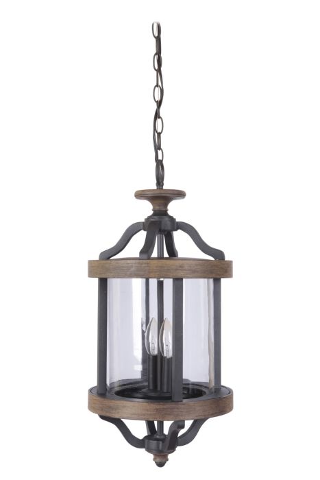 Ashwood 2 Light Outdoor Pendant in Textured Black/Whiskey Barrel Exterior Craftmade