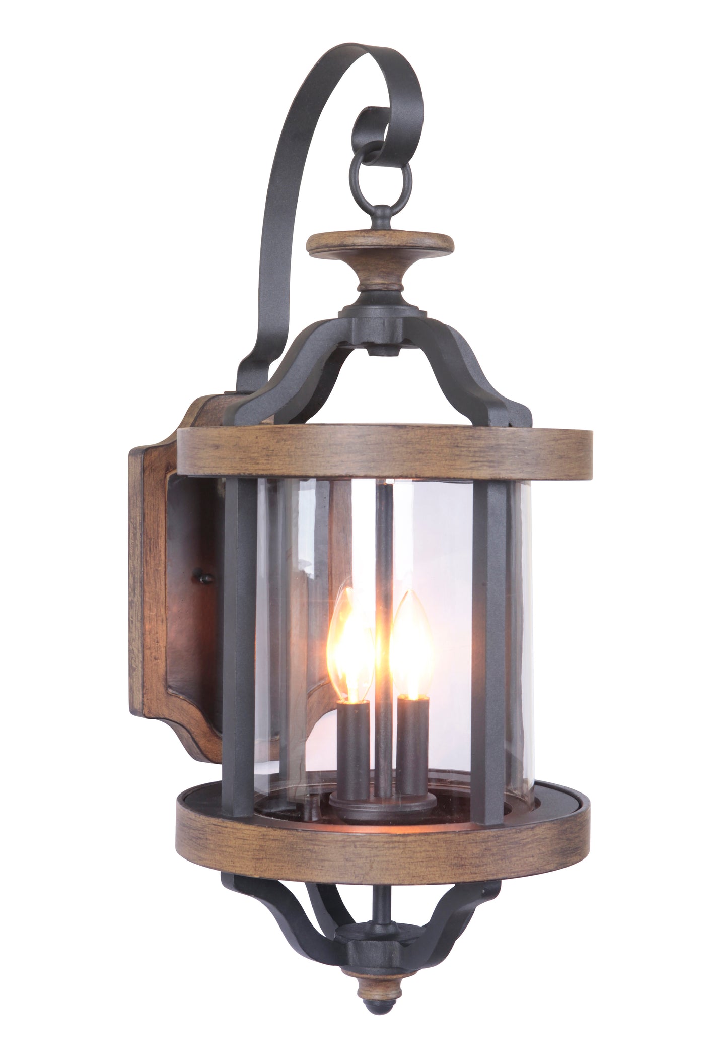 Ashwood 2 Light Large Outdoor Wall Lantern in Textured Black/Whiskey Barrel Exterior Craftmade