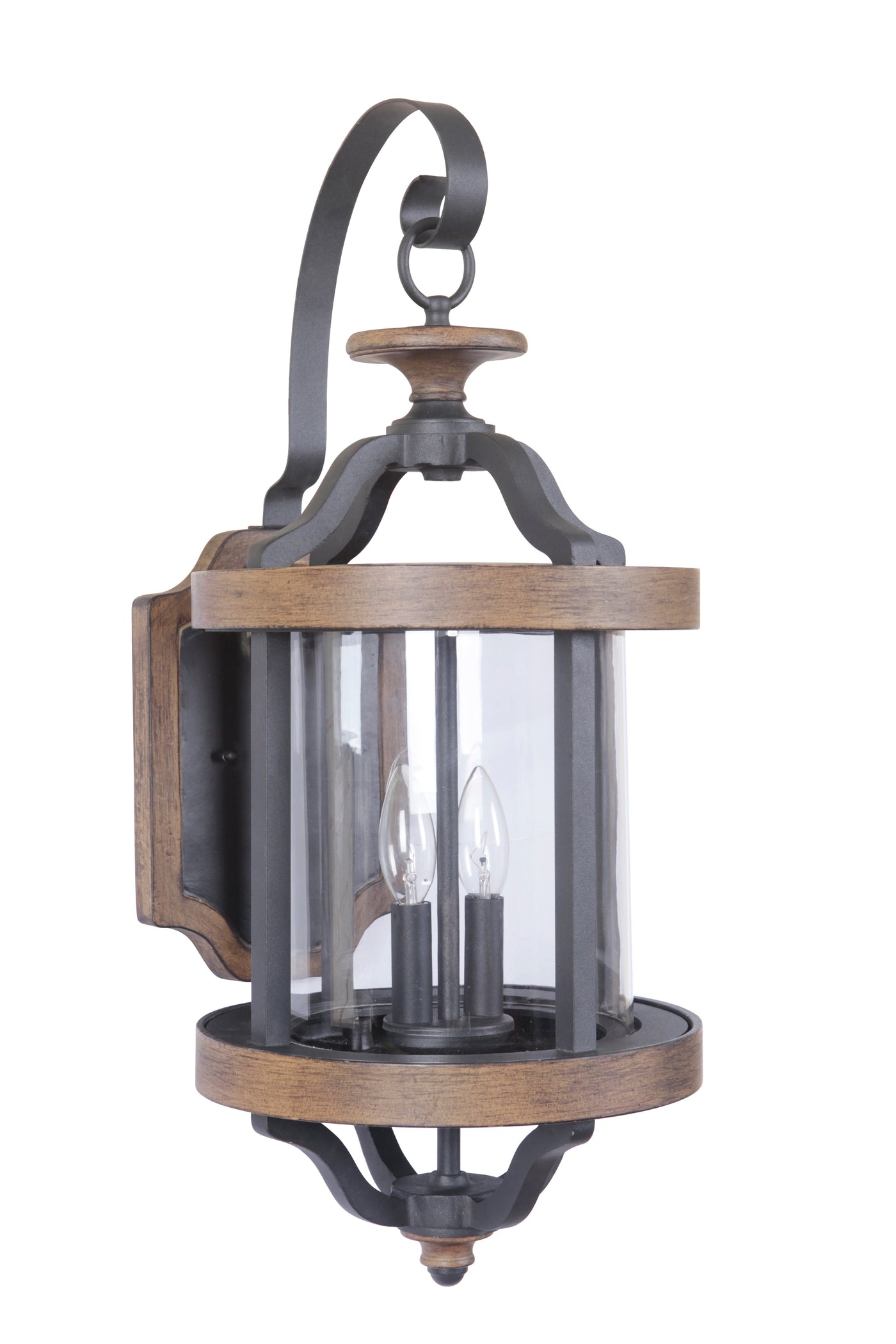 Ashwood 2 Light Large Outdoor Wall Lantern in Textured Black/Whiskey Barrel Exterior Craftmade