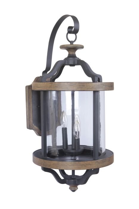 Ashwood 3 Light Extra Large Outdoor Wall Lantern in Textured Black/Whiskey Barrel Exterior Craftmade