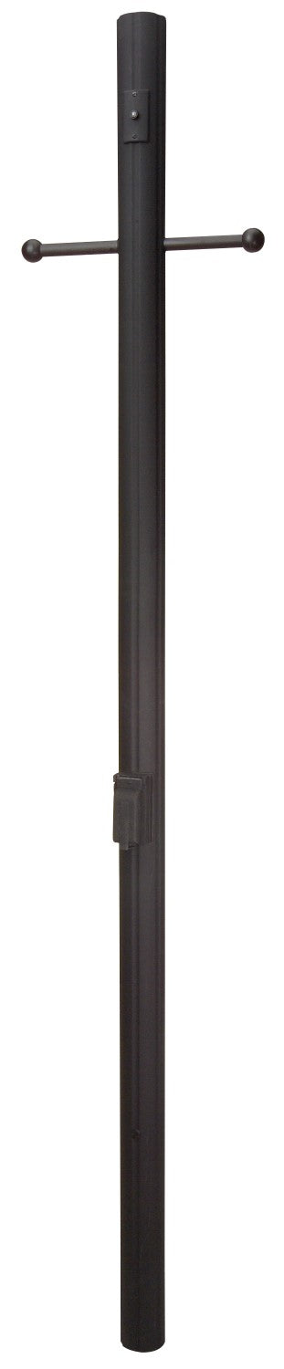 84" Fluted Direct Burial Post w/ Photocell & Convenience Outlet in Textured Black Exterior Craftmade