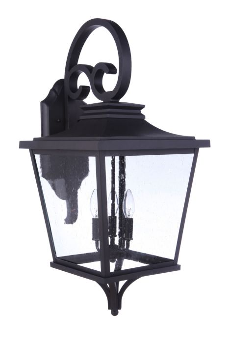 Tillman 3 Light Extra Large Outdoor Wall Lantern in Textured Black Exterior Craftmade