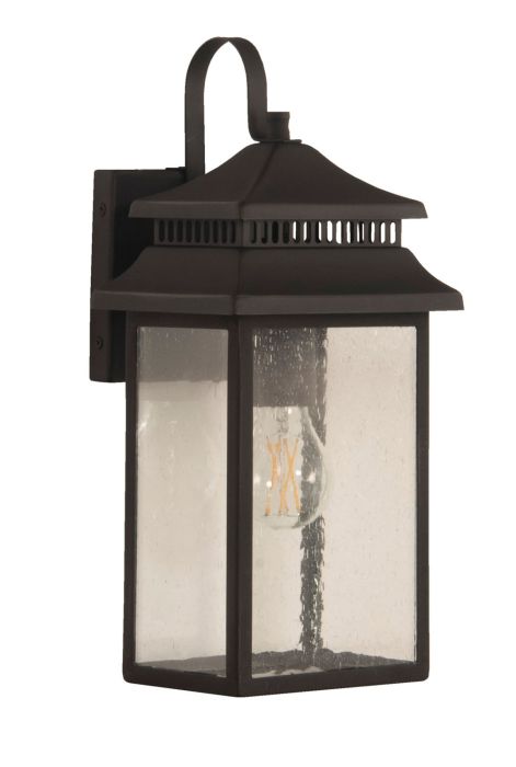 Crossbend 1 Light Small Outdoor Wall Lantern in Dark Bronze Gilded Exterior Craftmade