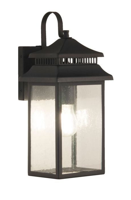 Crossbend 1 Light Small Outdoor Wall Lantern in Textured Black Exterior Craftmade