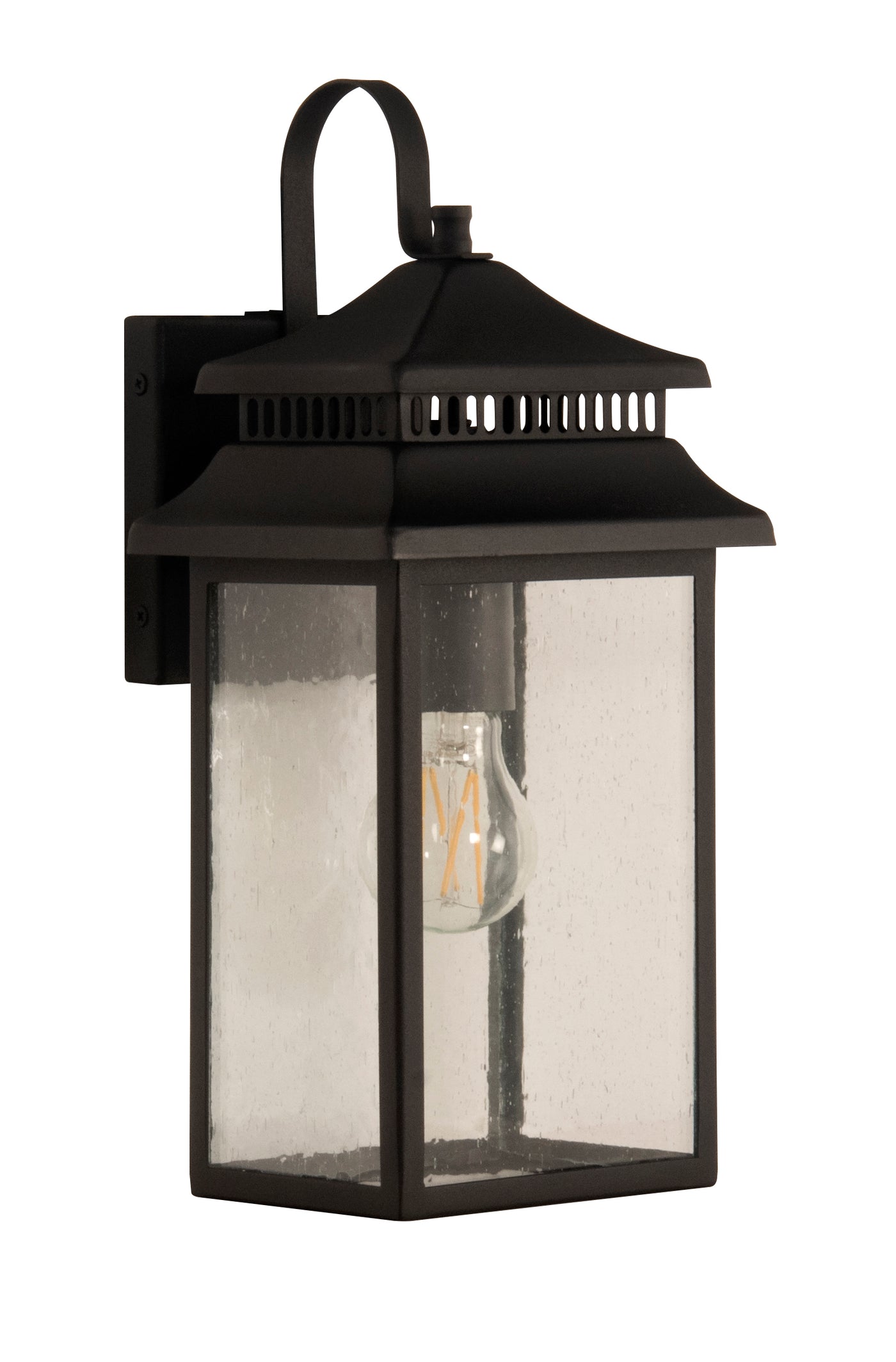 Crossbend 1 Light Small Outdoor Wall Lantern in Textured Black Exterior Craftmade