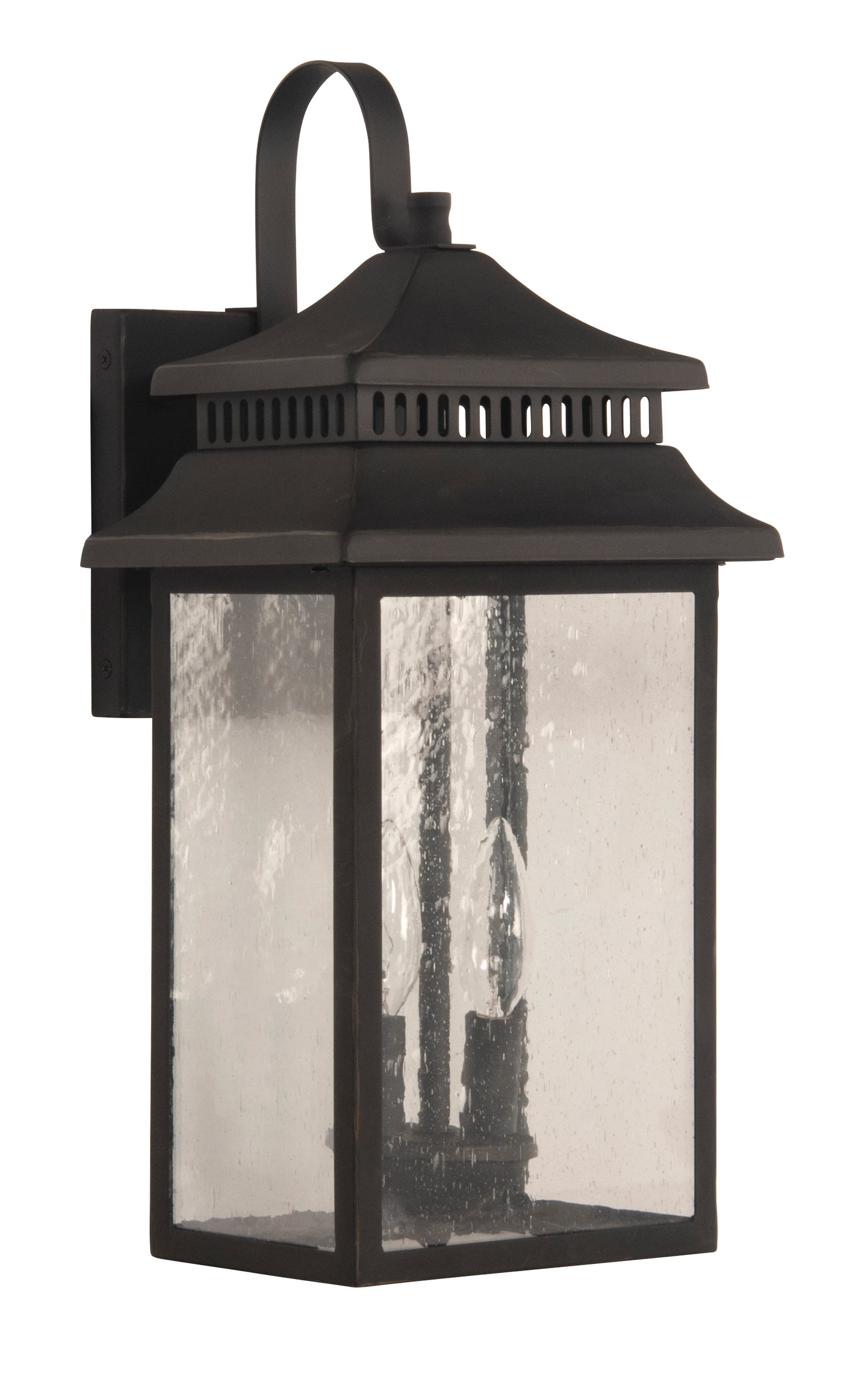 Crossbend 2 Light Medium Outdoor Wall Lantern in Dark Bronze Gilded Exterior Craftmade