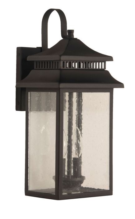 Crossbend 2 Light Medium Outdoor Wall Lantern in Textured Black Exterior Craftmade