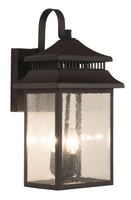 Crossbend 3 Light Large Outdoor Wall Lantern in Dark Bronze Gilded Exterior Craftmade