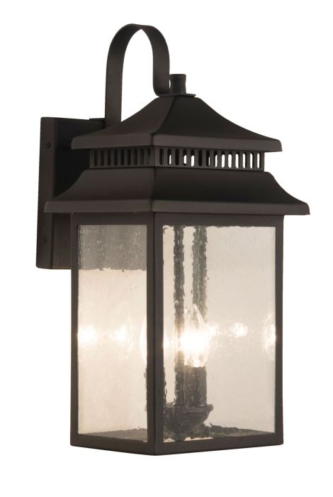 Crossbend 3 Light Large Outdoor Wall Lantern in Textured Black Exterior Craftmade