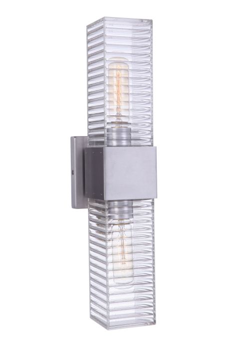 Ridge 18" 2 Light Outdoor Wall Sconce in Satin Aluminum Exterior Craftmade