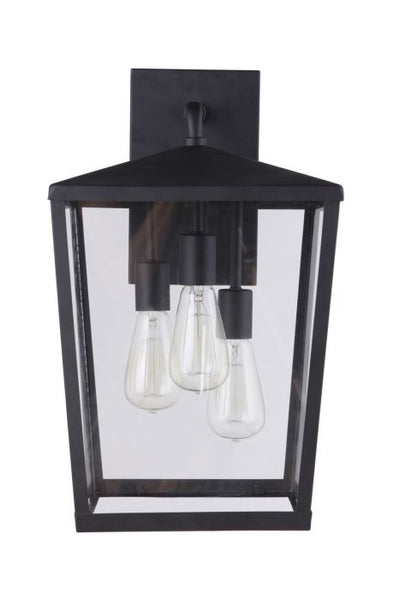 Olsen 3 Light Large Outdoor Wall Lantern in Midnight Exterior Craftmade