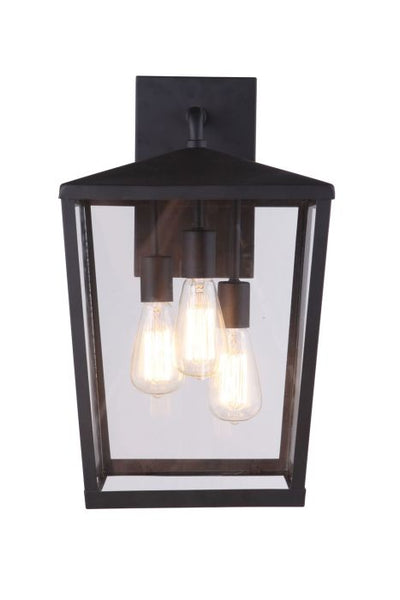 Olsen 3 Light Large Outdoor Wall Lantern in Midnight Exterior Craftmade