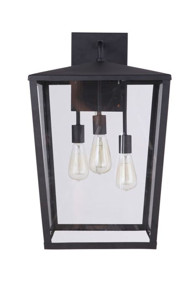 Olsen 3 Light Extra Large Outdoor Wall Lantern in Midnight Exterior Craftmade