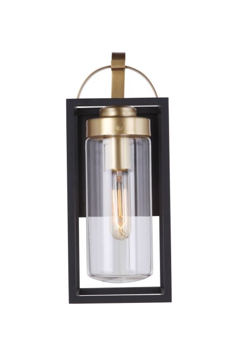 Neo 1 Light Small Outdoor Wall Lantern in Midnight/Satin Brass Exterior Craftmade