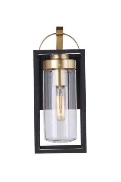 Neo 1 Light Small Outdoor Wall Lantern in Midnight/Satin Brass Exterior Craftmade