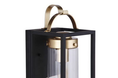 Neo 1 Light Small Outdoor Wall Lantern in Midnight/Satin Brass Exterior Craftmade