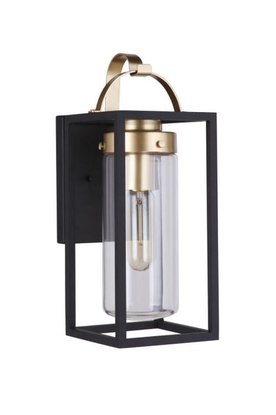 Neo 1 Light Small Outdoor Wall Lantern in Midnight/Satin Brass Exterior Craftmade