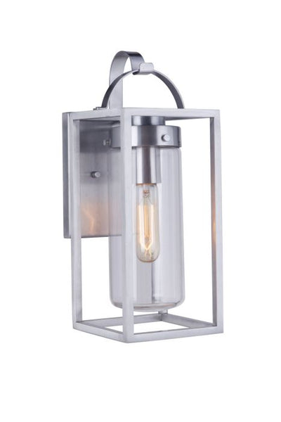 Neo 1 Light Small Outdoor Wall Lantern in Satin Aluminum Exterior Craftmade