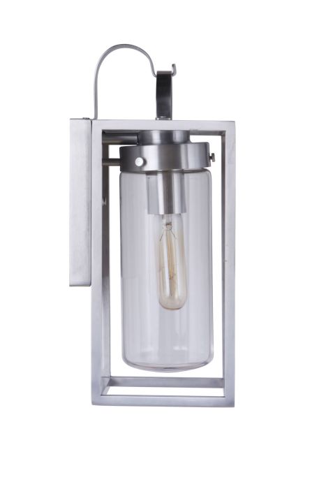 Neo 1 Light Small Outdoor Wall Lantern in Satin Aluminum Exterior Craftmade