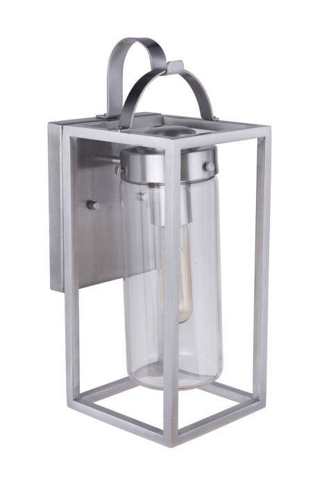 Neo 1 Light Small Outdoor Wall Lantern in Satin Aluminum Exterior Craftmade