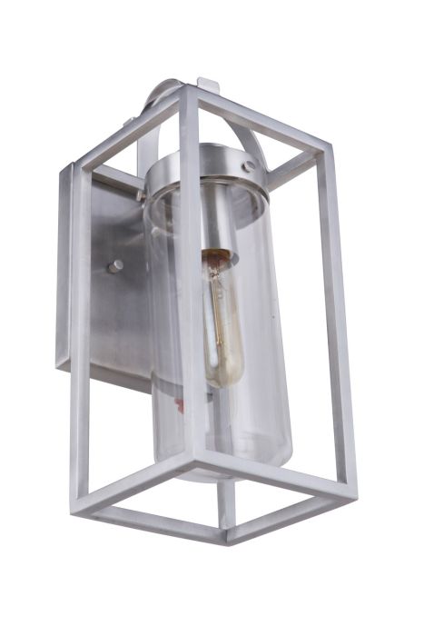 Neo 1 Light Small Outdoor Wall Lantern in Satin Aluminum Exterior Craftmade