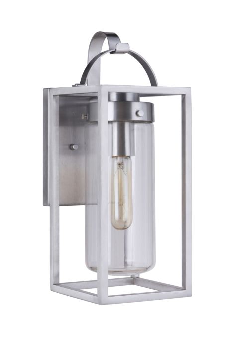 Neo 1 Light Small Outdoor Wall Lantern in Satin Aluminum Exterior Craftmade