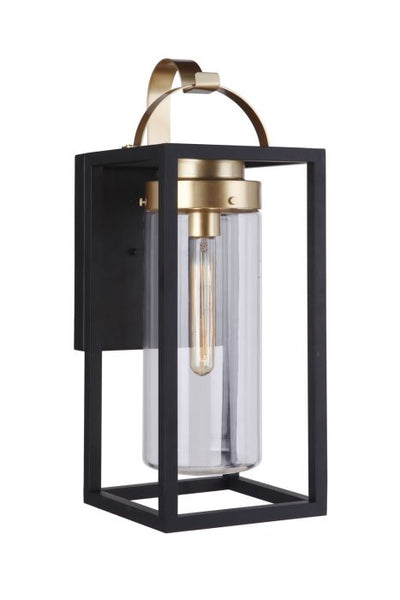 Neo 1 Light Medium Outdoor Wall Lantern in Midnight/Satin Brass Exterior Craftmade