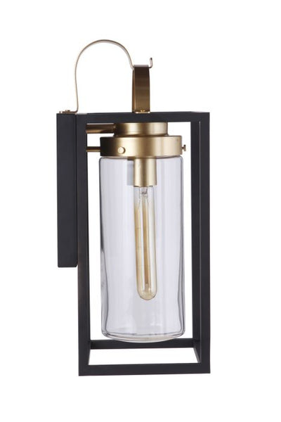 Neo 1 Light Medium Outdoor Wall Lantern in Midnight/Satin Brass Exterior Craftmade