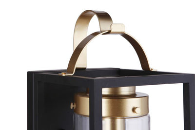 Neo 1 Light Medium Outdoor Wall Lantern in Midnight/Satin Brass Exterior Craftmade