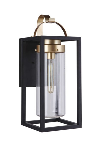 Neo 1 Light Medium Outdoor Wall Lantern in Midnight/Satin Brass Exterior Craftmade