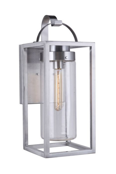 Neo 1 Light Medium Outdoor Wall Lantern in Satin Aluminum Exterior Craftmade