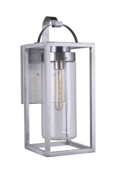 Neo 1 Light Medium Outdoor Wall Lantern in Satin Aluminum Exterior Craftmade