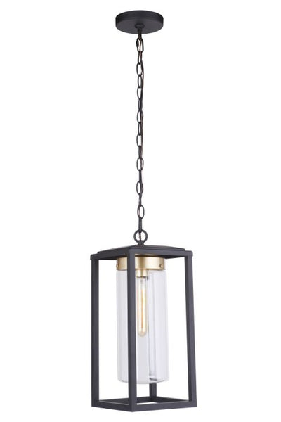 Neo 1 Light Outdoor Pendant in Midnight/Satin Brass Exterior Craftmade