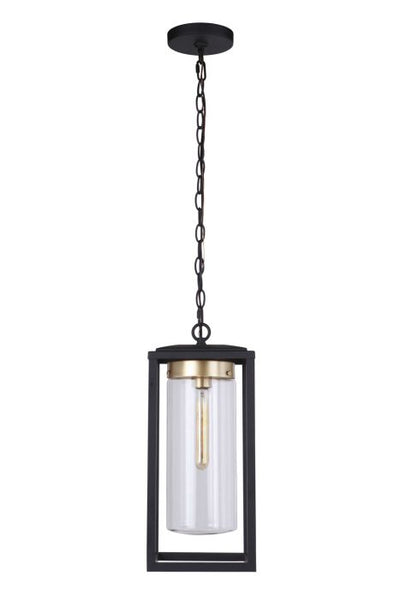 Neo 1 Light Outdoor Pendant in Midnight/Satin Brass Exterior Craftmade