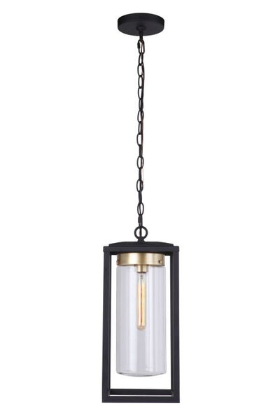 Neo 1 Light Outdoor Pendant in Midnight/Satin Brass Exterior Craftmade